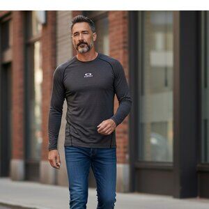 Oakley Hydrolix Black Long Sleeve Performance Fit Shirt - Mens Size Medium